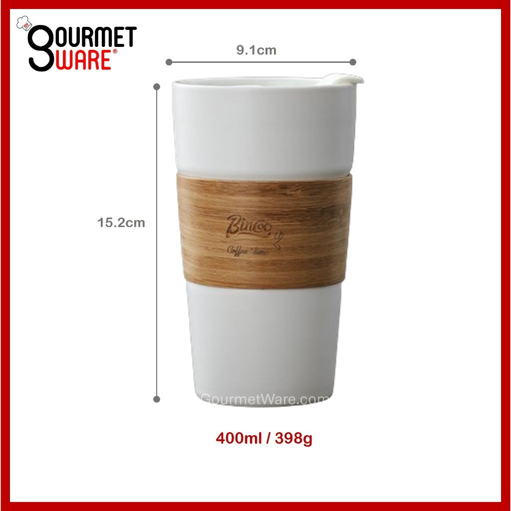 [SG Stock] 100% Ceramic Mug | 400ml Travel Coffee Mug with Lid | Splash Proof, Anti-scald, Microwave Dishwasher Safe