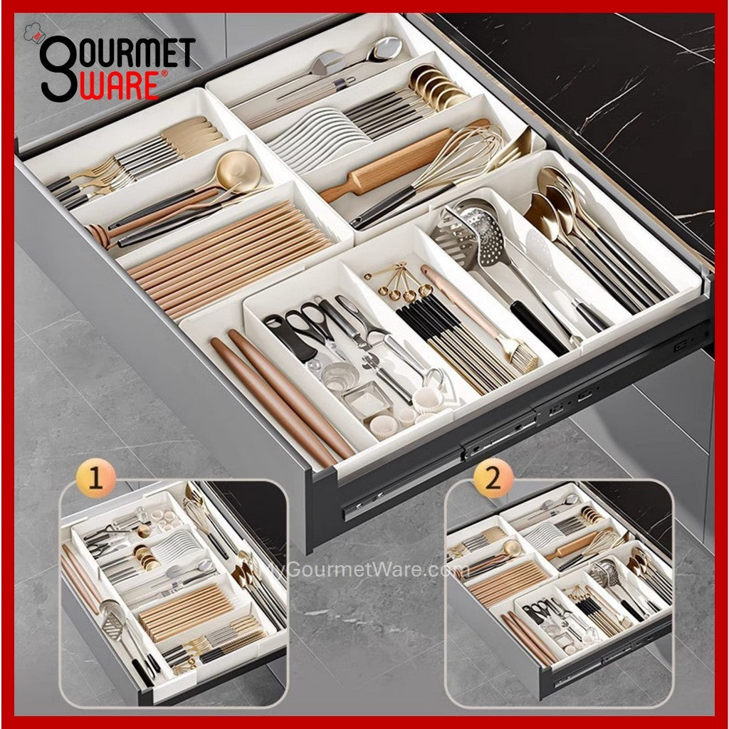[SG Stock] Extendable Organizer | Cutlery Drawer Utensil Organizer | Adjustable Tray for Kitchen Pantry Study and Makeup