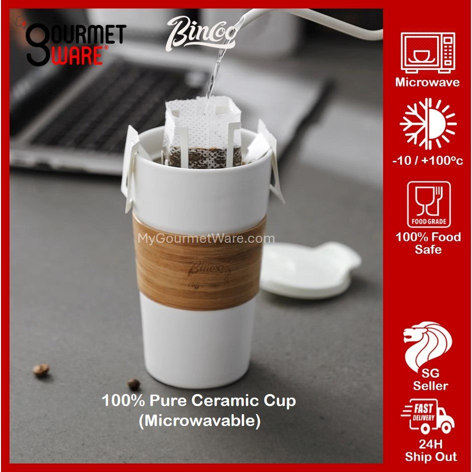 [SG Stock] 100% Ceramic Mug | 400ml Travel Coffee Mug with Lid | Splash Proof, Anti-scald, Microwave Dishwasher Safe