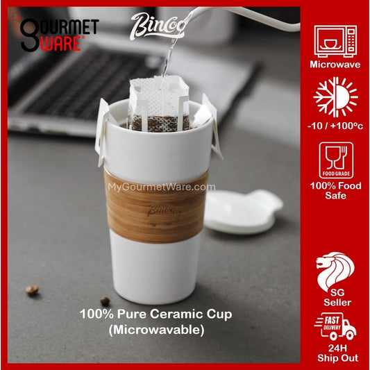 [SG Stock] 100% Ceramic Mug | 400ml Travel Coffee Mug with Lid | Splash Proof, Anti-scald, Microwave Dishwasher Safe